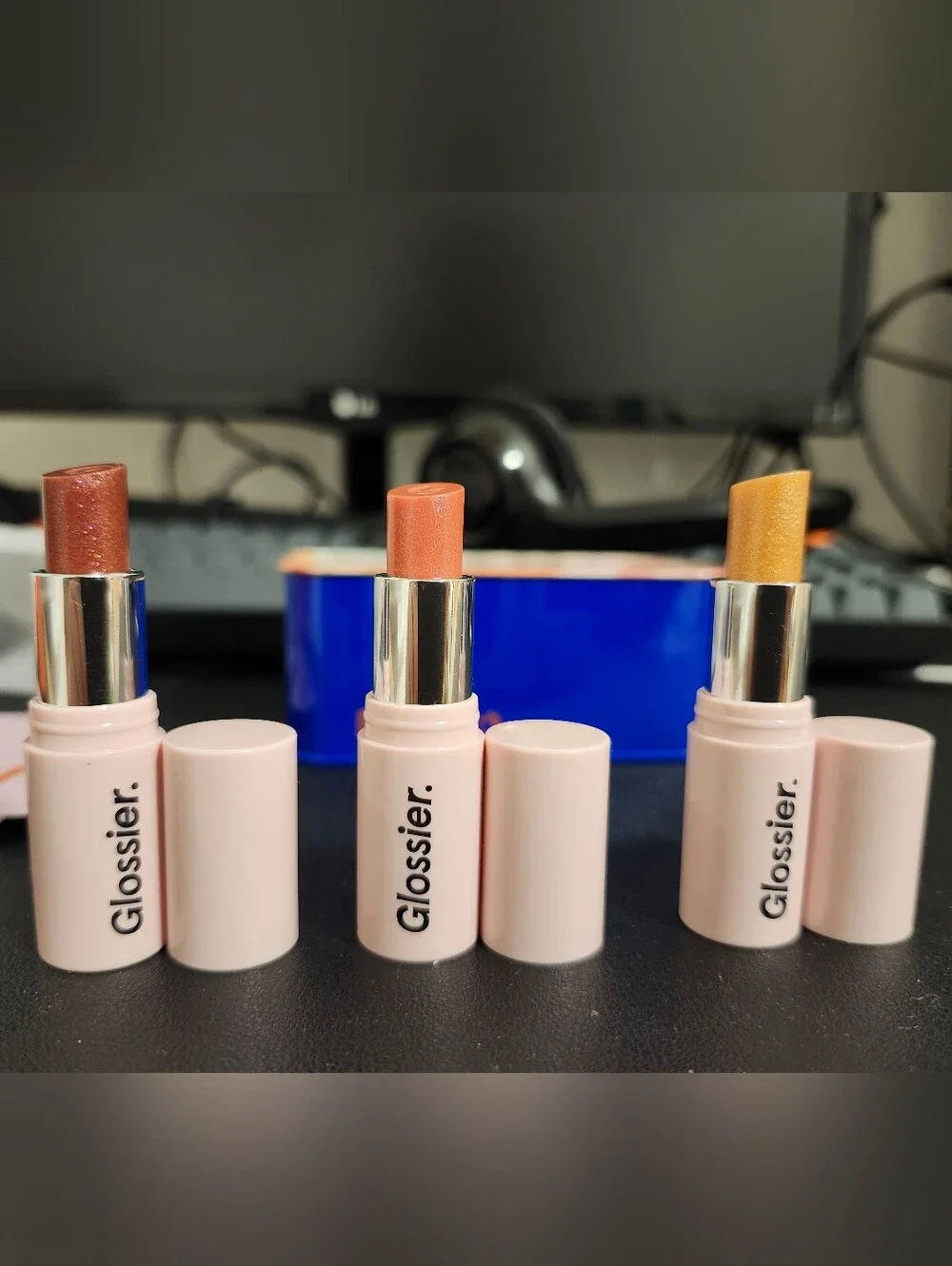 Glossier Ultralip Mini Trio — Orange and Light Pink Tin